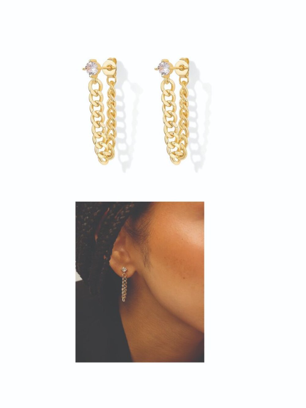 PAVOI 18K Gold Plated 925 Sterling Silver Dangle Chain Earrings Cubic Zirconia